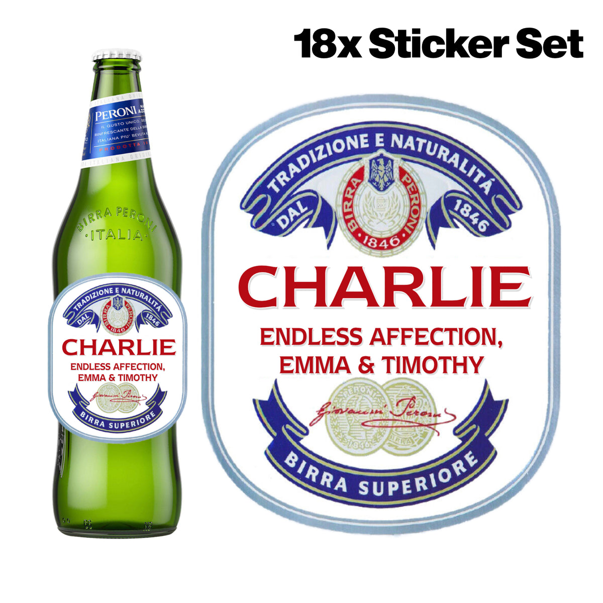 18x Custom Personalised Peroni Beer Bottle With Name Label Happy Birthday For Any Occasion Sticker Unique Fun Gifts Party Wedding Beer Bottles - Aglowgraphics